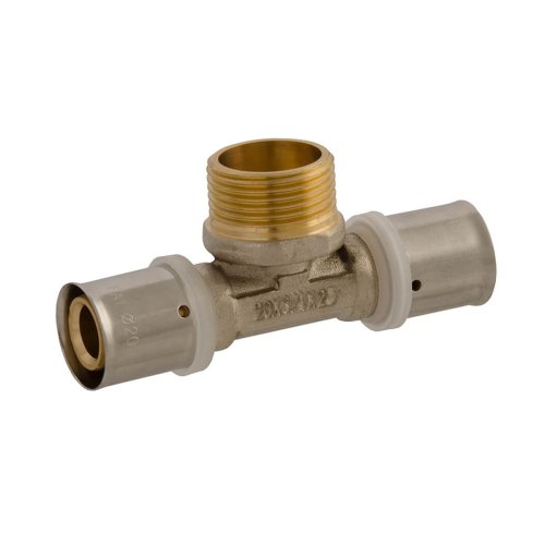 IDMAR Trójnik PEX 25 x 3/4" x 25 gwint zewnętrzny - system zaprasowywany; PEXSZTGZ25X020.4041