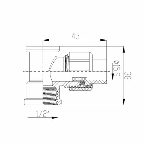 IDMAR Kolano CPVC mosiężne z półśrubunkiem i plastikiem 1/2" gwint wewnętrzny - system klejony CPVC/PVC kod produktu CPVCKMGW015XKW015.302