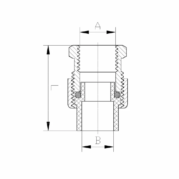 IDMAR Śrubunek mosiężny z plastikiem 3/4" gwint wewnętrzny system klejony - ciepła woda CPVC-2