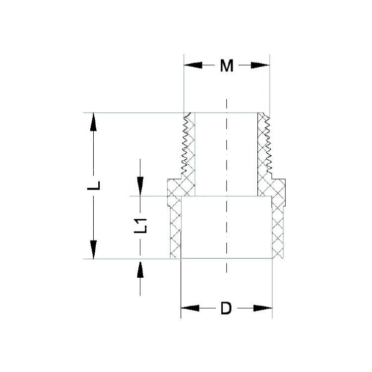 IDMAR Złączka CPVC 1/2" GZ system klejony - ciepła woda kod produktu CPVCZKW015XGZ015.302 schemat