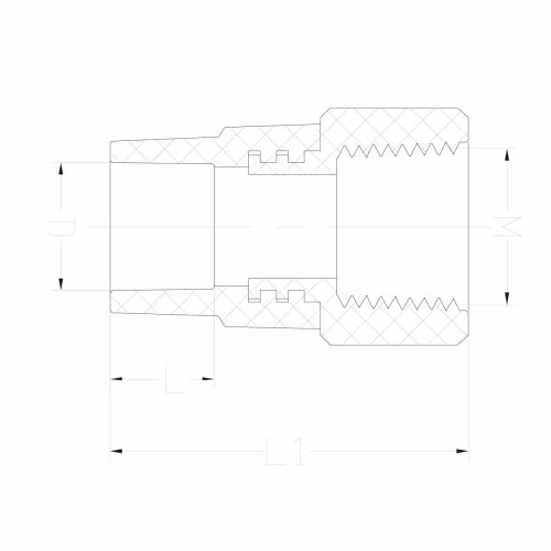 IDMAR Złączka CPVC 3/4" GW system klejony - ciepła woda; CPVCZKW020XGW020.302 schemat