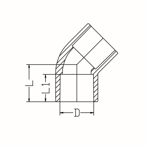 IDMAR Kolano 3/4" PVC 45° system klejony - zimna woda; PVCKKW020XKW020-45.301 schemat