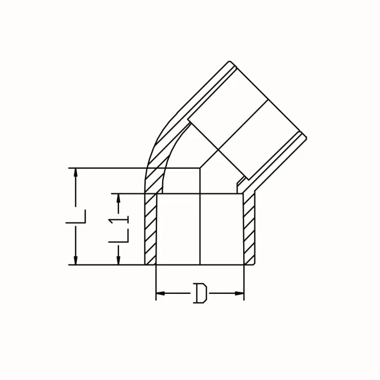 IDMAR Kolano 3/4" PVC 45° system klejony - zimna woda; PVCKKW020XKW020-45.301 schemat