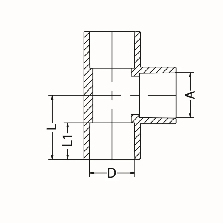 IDMAR Trójnik 3/4 cala PVC do wody system klejony - zimna woda; PVCTKW020.301 schemat