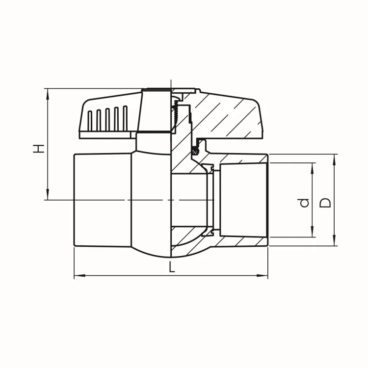 IDMAR Zawór kulowy 1/2" PVC system klejony - zimna woda-2