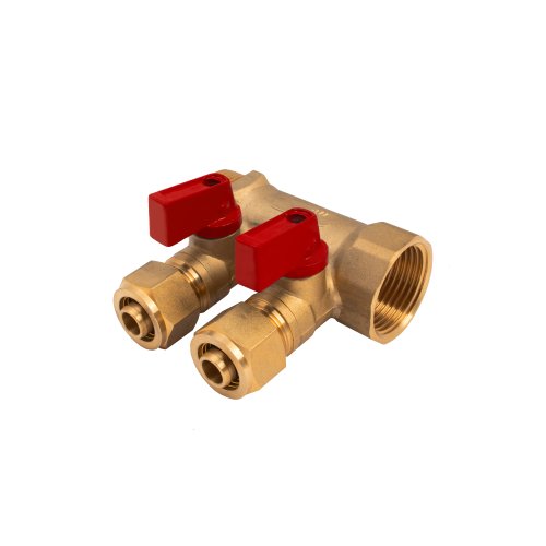 Rozdzielacz PEX 1" x 16mm x2 z zaworami do ciepłej wody-2