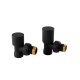 Zestaw zaworów grzejnikowych kątowy (regulacyjny + odcinający) czarny; OPTZZKCZ.419