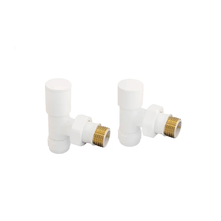 IDMAR Zestaw zaworów grzejnikowych (regulacyjny + odcinający) kątowy biały; OPTZZKB.419