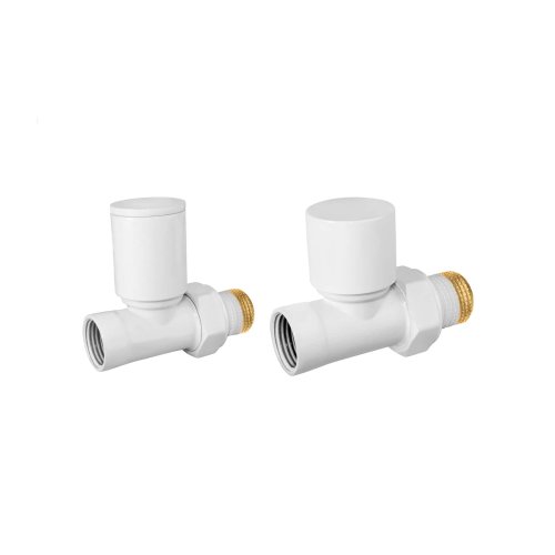 Zestaw zaworów grzejnikowych prosty biały (regulacyjny+odcinający); OPTZZPB.419