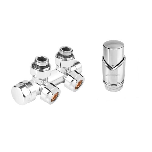 Zestaw termostatyczny duoplex kątowy chrom typ 409; OPTAZDUOCH.444