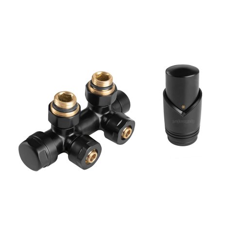 Zestaw termostatyczny duoplex kątowy czarny typ 409; OPTAZDUOCZ.444