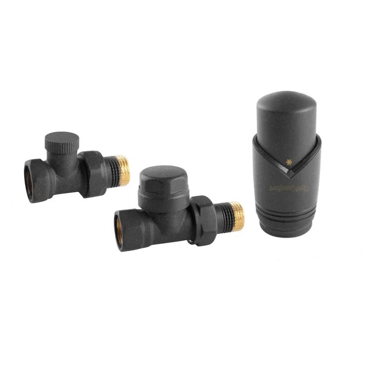 OPTICOMFORT Zestaw termostatyczny prosty antracyt do grzejników z podłączeniem z boku (typ C)