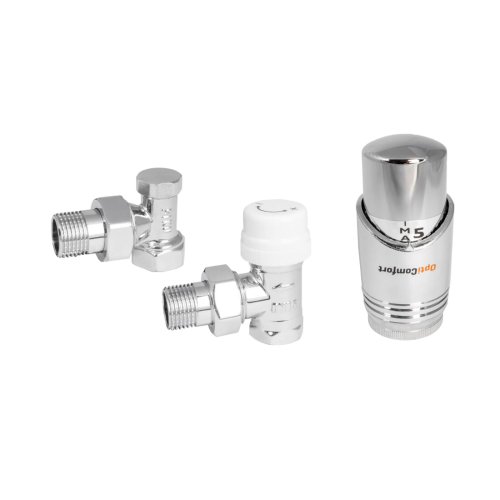 OPTICOMFORT Zestaw termostatyczny kątowy chromowany do grzejników z podłączeniem  bocznym;  OPTZZTKC.408