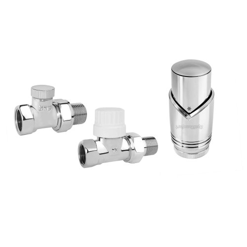 OPTICOMFORT Zestaw termostatyczny prosty  chrom typ 409 do grzejników z podłączeniem z boku (typ C); OPTZZTPCH.409