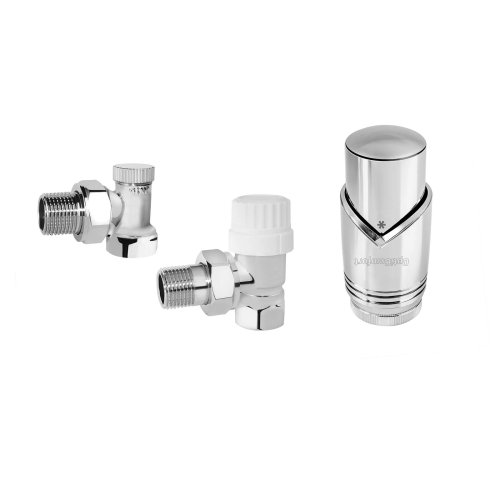 Zestaw termostatyczny kątowy chrom typ 409 do grzejników z podłączeniem bocznym; OPTZZTKCH.409