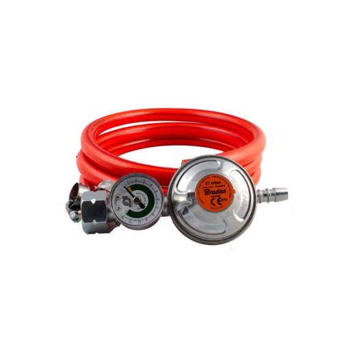 Zestaw Wąż do gazu PVC z reduktorem gazowym i z manometrem 15mb; AGZESTMAN1500