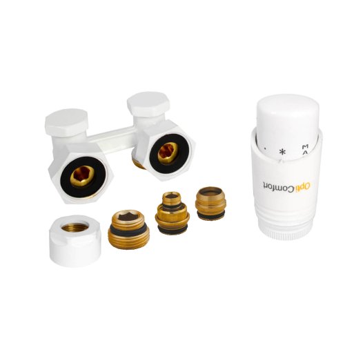 Zestaw przyłączeniowy kątowy biały do grzejnika; OPTZZVKBCUPEX.408