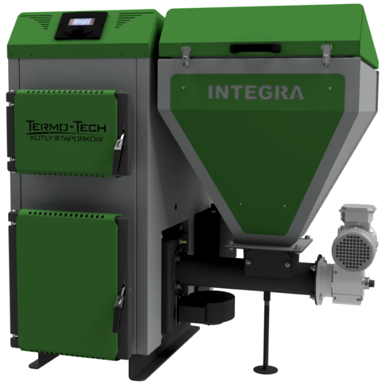 TERMO-TECH Ekologiczny kocioł 5 klasy INTEGRA 12KW z palnikiem retortowym i podajnikiem z lewej strony; 001KRS-INT-012-L0