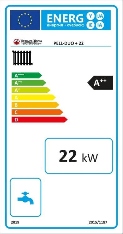TERMO-TECH Kocioł pelletowy PELL DUO+ 22kW z automatycznym rozpalaniem, wygaszaniem i podajnikiem z lewej strony; 001KRS-PLD-022-0L