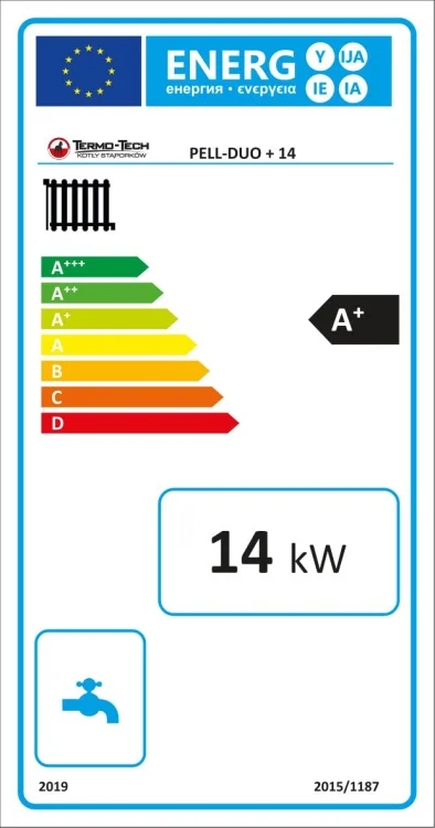 TERMO-TECH Kocioł pelletowy PELL DUO+ 14kW z automatycznym rozpalaniem, wygaszaniem i podajnikiem po lewej stronie; 001KRS-PLD-014-0L