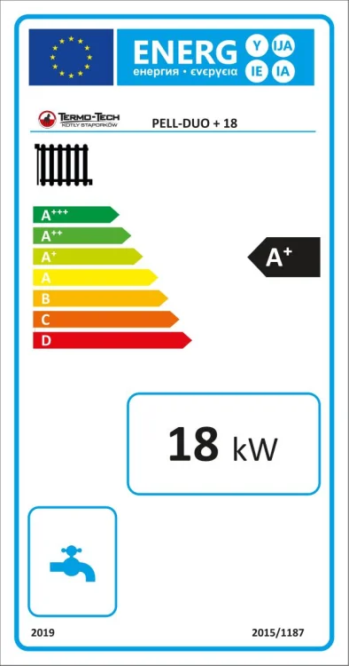 TERMO-TECH Kocioł pelletowy PELL DUO+ 18kW z automatycznym rozpalaniem, wygaszaniem i podajnikiem z prawej strony;  001KRS-PLD-018-0P