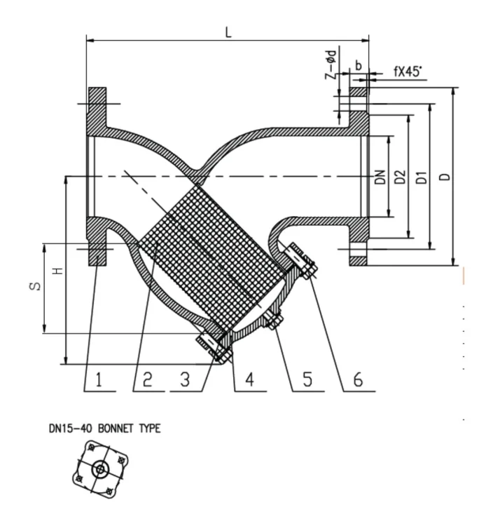 IDMAR Osadnik kołnierzowy DN15 100 oczek  typu "Y" FAF 2500;  APF015FAF2500.1