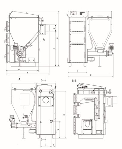 TERMO-TECH Ekologiczny kocioł 5 klasy INTEGRA 12KW z palnikiem retortowym i podajnikiem z lewej strony; 001KRS-INT-012-L0