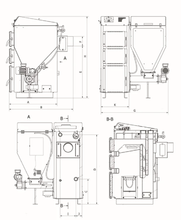 TERMO-TECH Ekologiczny kocioł 5 klasy  INTEGRA 28KW z palnikiem retortowym i podajnikiem z lewej strony; 001KRS-INT-030-L0