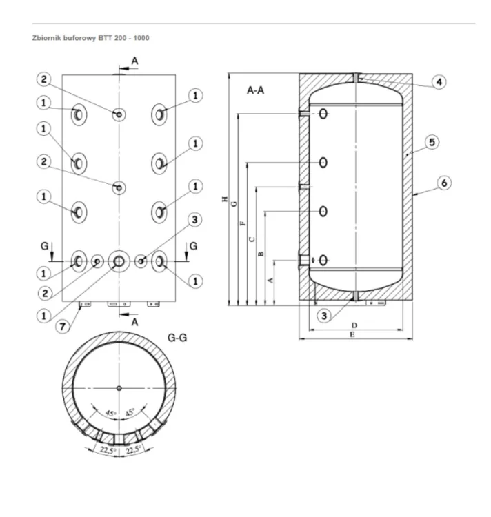 TERMO-TECH Zbiornik buforowy 800 litrów BTT-800 stojący; 001ZBI-BUF-800