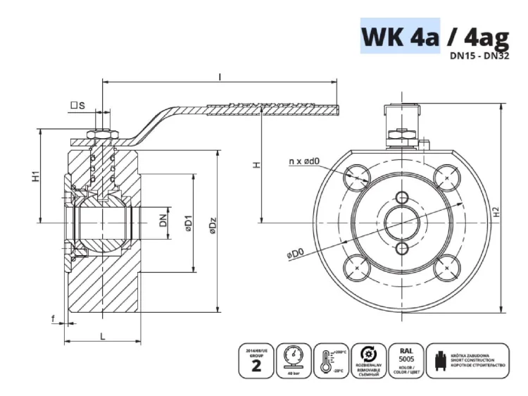 IDMAR Zawór kulowy blokowy do wody DN15 WK4a 4.0MPa;  APA01510040030