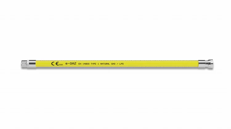 PROFITOR  Elastyczny przewód do gazu metalowy e-GAZ GW/GZ z nakrętką 1/2" oraz końcówką stałą R1/2" L=0,75m; 10T1125401075
