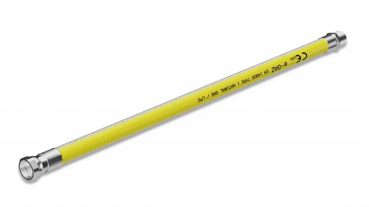 PROFITOR  Elastyczny przewód do gazu metalowy e-GAZ GW/GZ z nakrętką 1/2" oraz końcówką stałą R1/2" L=0,75m; 10T1125401075
