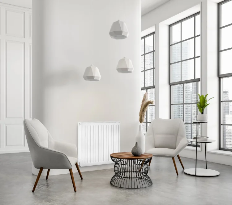 IDMAR Grzejnik stalowy V33 600x1400 trzypłytowy podłączenie dolne LEWE moc 3372W (90/70/20°C) biały RAL9016; V33600X14L