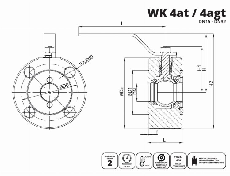 IDMAR Zawór kulowy blokowy do pary DN 15 WK4agt 4.0 MPa; APA01570040743