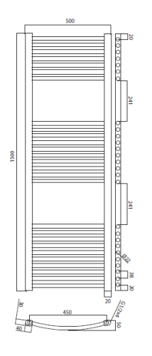 IDMAR Grzejnik łazienkowy 500x1500 biały profilowany; BPUO500X1500B