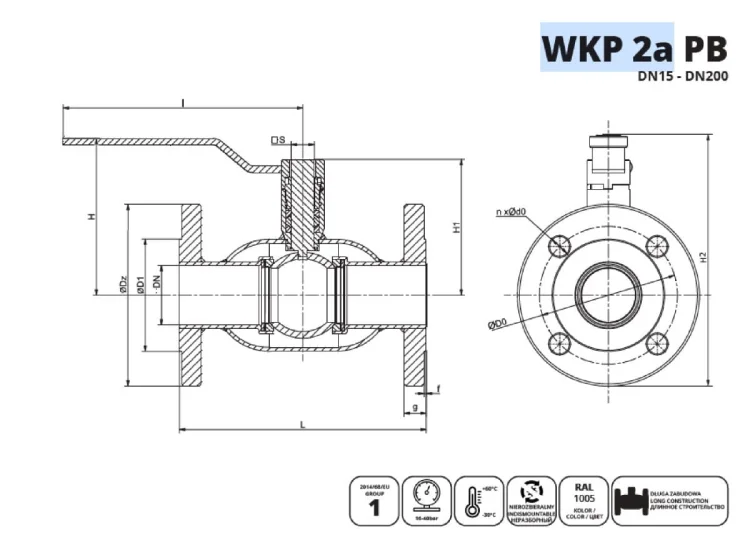 IDMAR Zawór kulowy DN25 do propan butanu WKP 2a 4.0MPa kołnierzowy pełnoprzelotowy-2