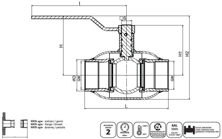 Zawór kulowy do wody DN50 WKP2g 4.0MPa schemat.png