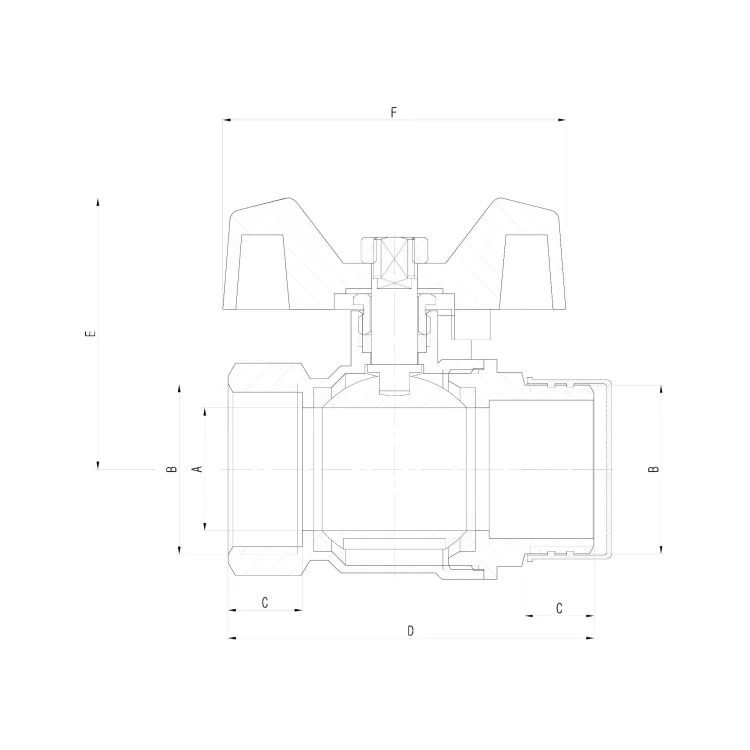 IDMAR Zawór kulowy 3/4" z motylkiem do wody GW/GZ (DN20); KW020022.8025