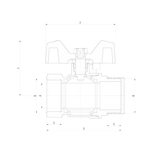 IDMAR Zawór kulowy 3/4" z motylkiem do wody gwint GW/GZ (DN20) – SOLID-1