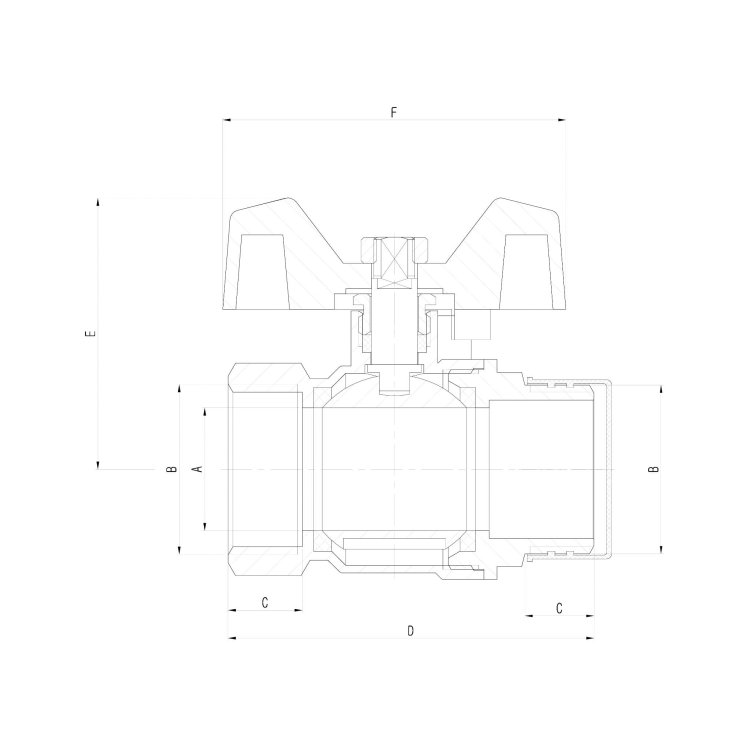 IDMAR Zawór kulowy 3/4" z motylkiemdo wody gwint GW/GZ (DN20) – SOLID