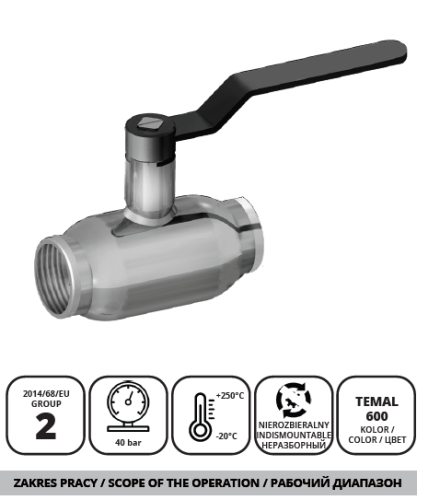 IDMAR Zawór kulowy do pary DN32 WKN2gt 4.0MPa o zniżonym przelocie; APA03270540800