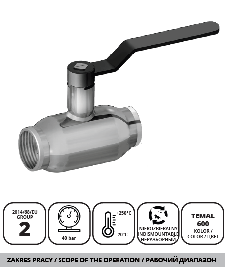 IDMAR Zawór kulowy do pary DN32 WKN2gt 4.0MPa o zniżonym przelocie; APA03270540800