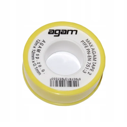 Taśma teflonowa MAX AGAM2 Tape2  do gazu i wody 0,1mm x 12mm x 12m; 1020002