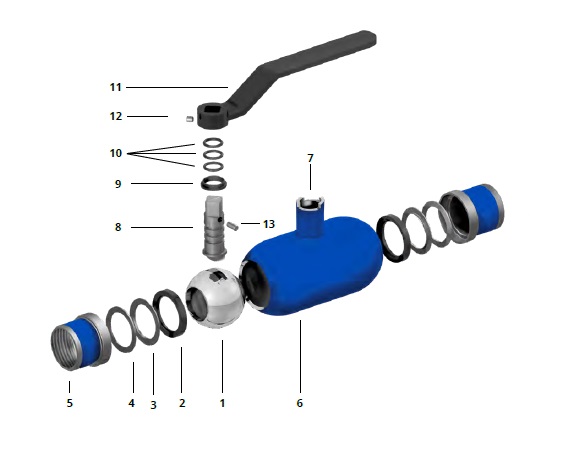 Budowa zaworu WKP2g DN20 – schemat konstrukcji