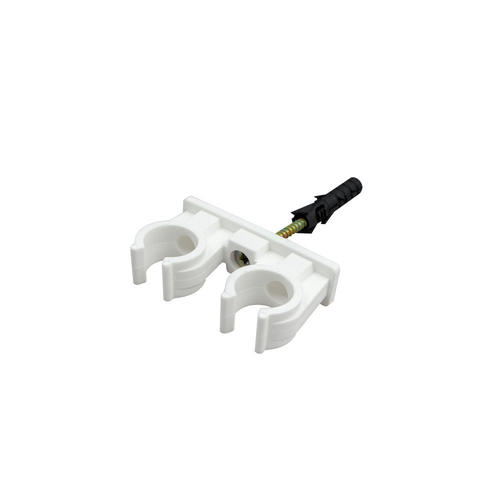 ICLM Uchwyt podwójny do rur miedz. 18mm (śruba+kołek)-1
