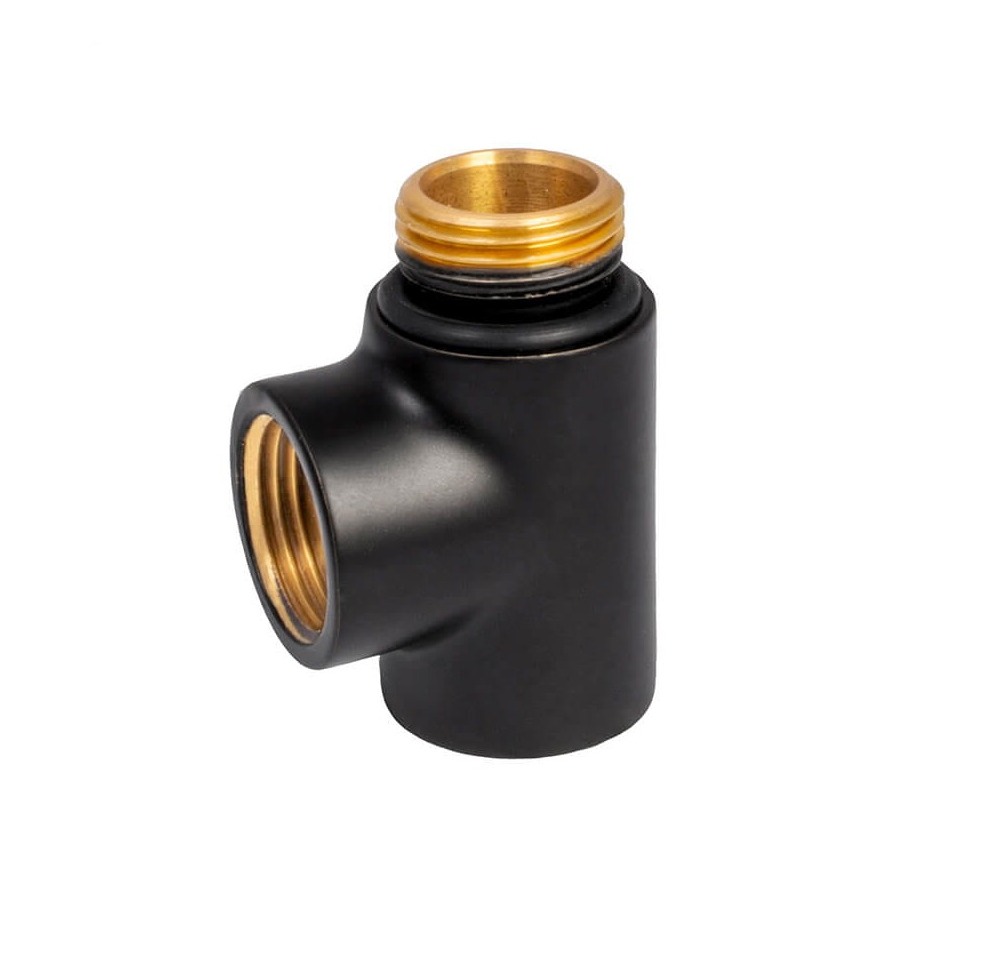 IDMAR Trójnik 1/2″ mosiężny do grzałki czarny-1
