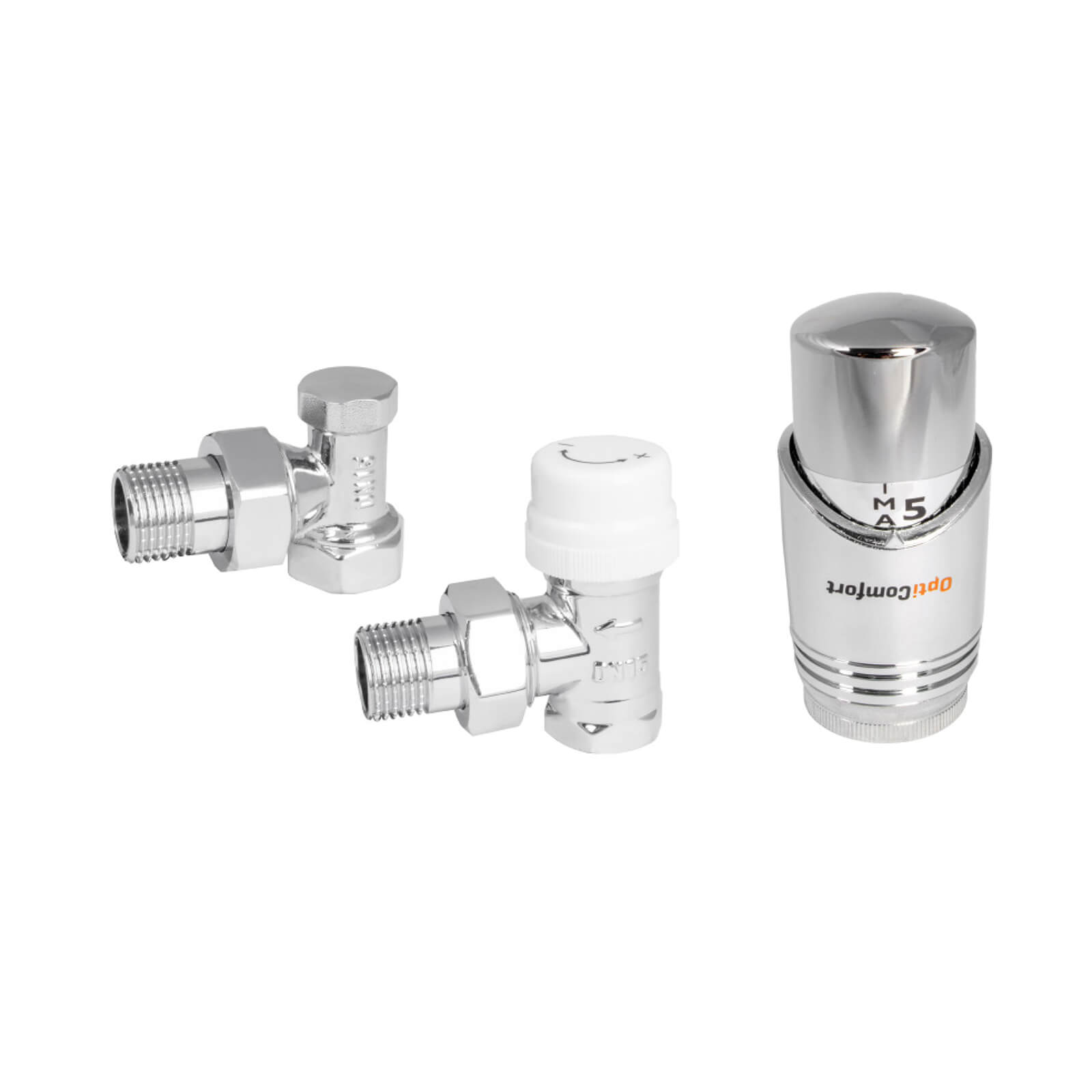 OPTICOMFORT Zestaw termostatyczny kątowy chromowany do grzejników z podłączeniem  bocznym;  OPTZZTKC.408
