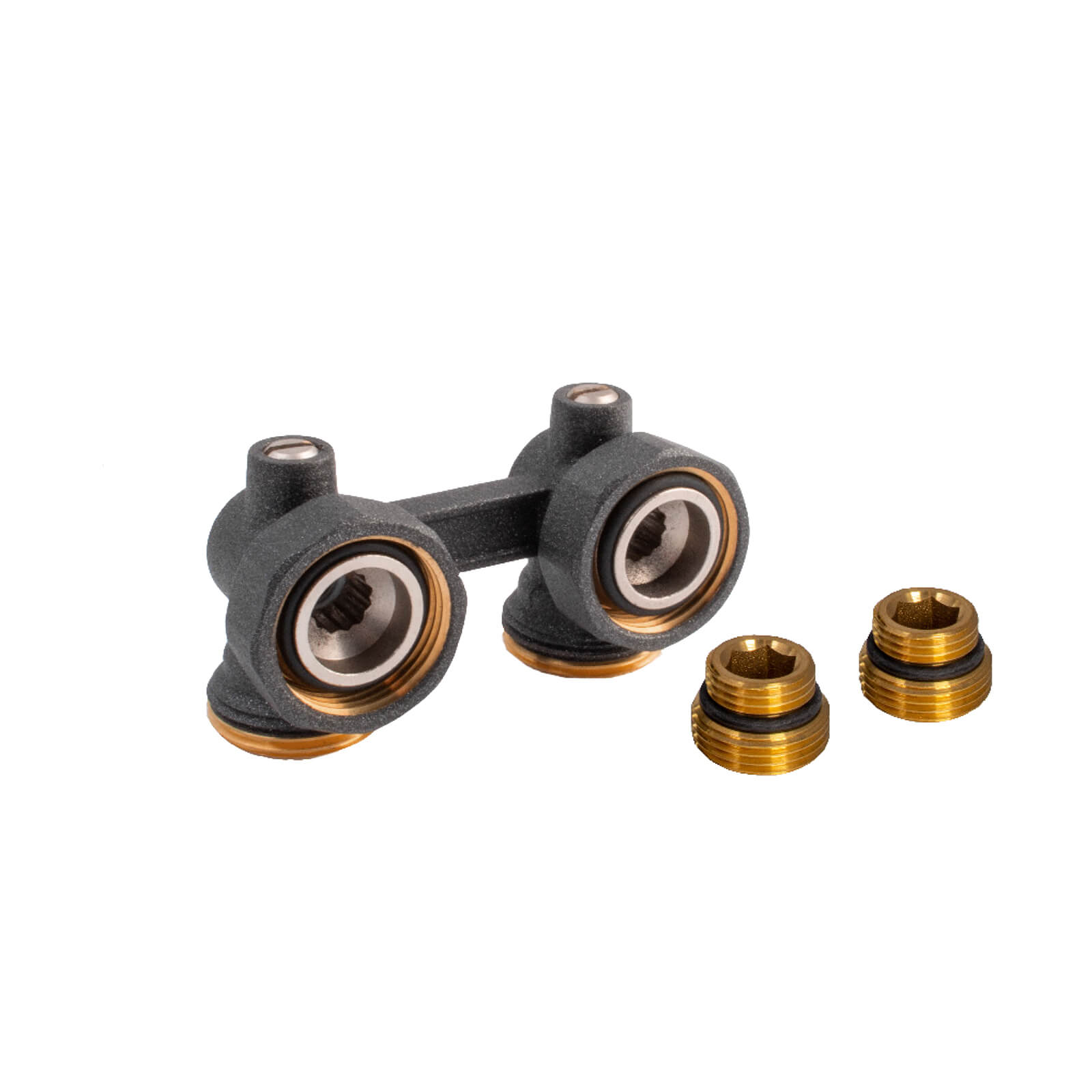 Zawór grzejnikowy przyłączeniowy kątowy do grzejników zasilanych z dołu (typu V) antracyt; OPTAZVK.432AT