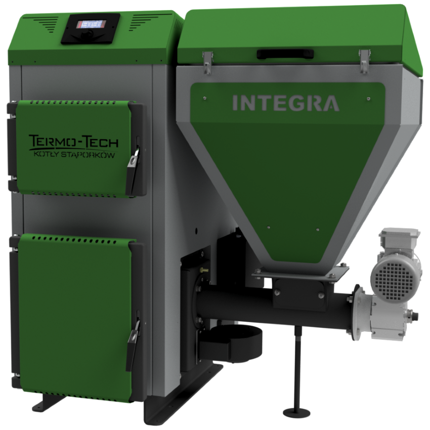 TERMO-TECH Ekologiczny kocioł 5 klasy INTEGRA 12KW z palnikiem retortowym i podajnikiem z lewej strony; 001KRS-INT-012-L0